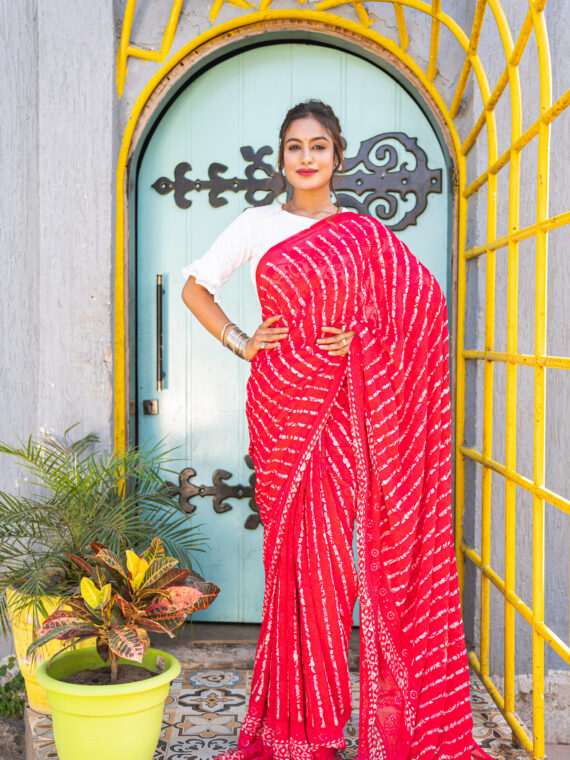 Pink Pure Organza Chikankari Saree | Koselly