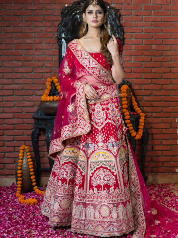 Salmon Pink Lehenga With Artistic Gold Work Embroidery at Rs 22659.00 |  Semi Stitched Suits | ID: 2853228578912