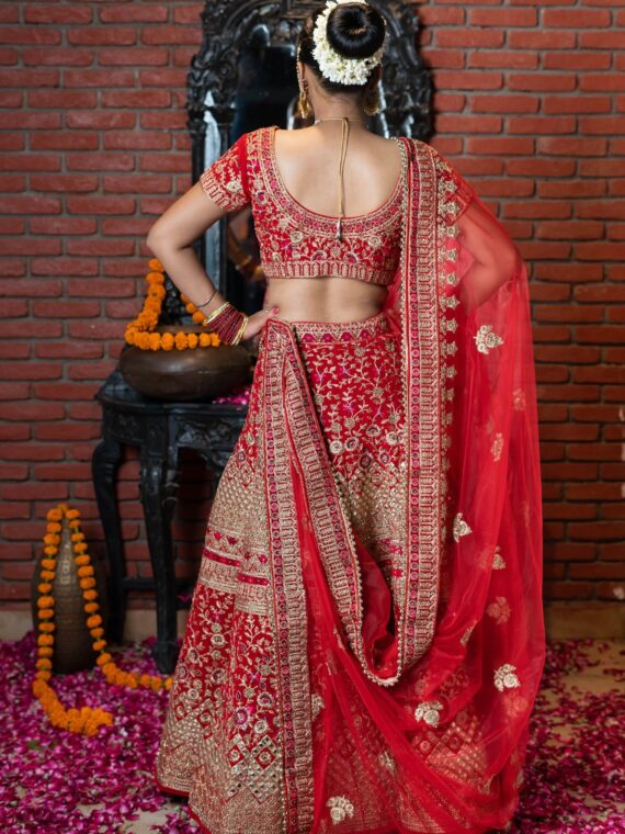 Phenomenal Zari Embroidery Lehenga Choli For Bride - Aazuri