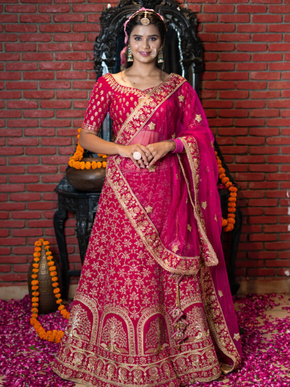 Buy Pink Lehenga And Blouse Tussar Silk Embellished Sitara Bridal Set For  Women by Gopi Vaid Online at Aza Fashions.