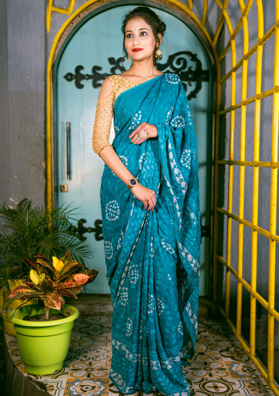 Pure georgette chikankari saree – Handloom House